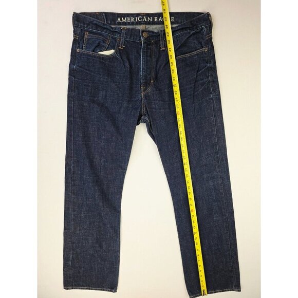 American Eagle Outfitters Size 36X34 Mens Relaxed Blue Denim Logo Cotton Jeans - Picture 11 of 11
